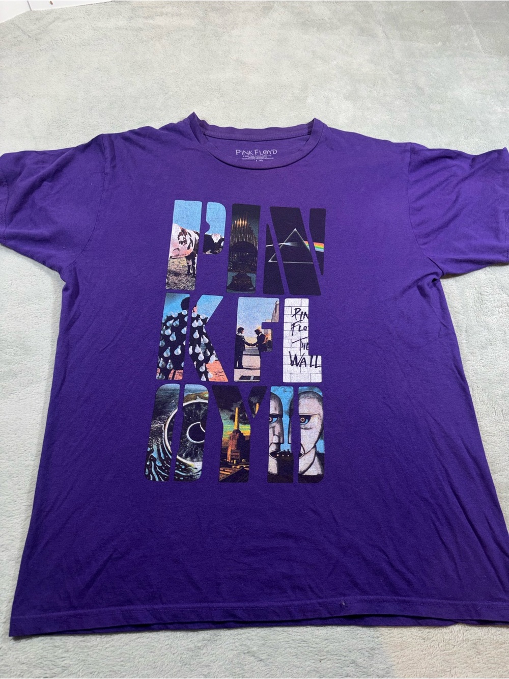 Pink Floyd Purple Collage Graphic Band Tee Size L Philcos